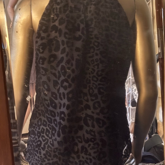 White House Black Market Black Animal Print Top - Picture 3 of 5